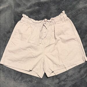 SHEIN High Waist Paperbag Drawstring Shorts - Light Beige
